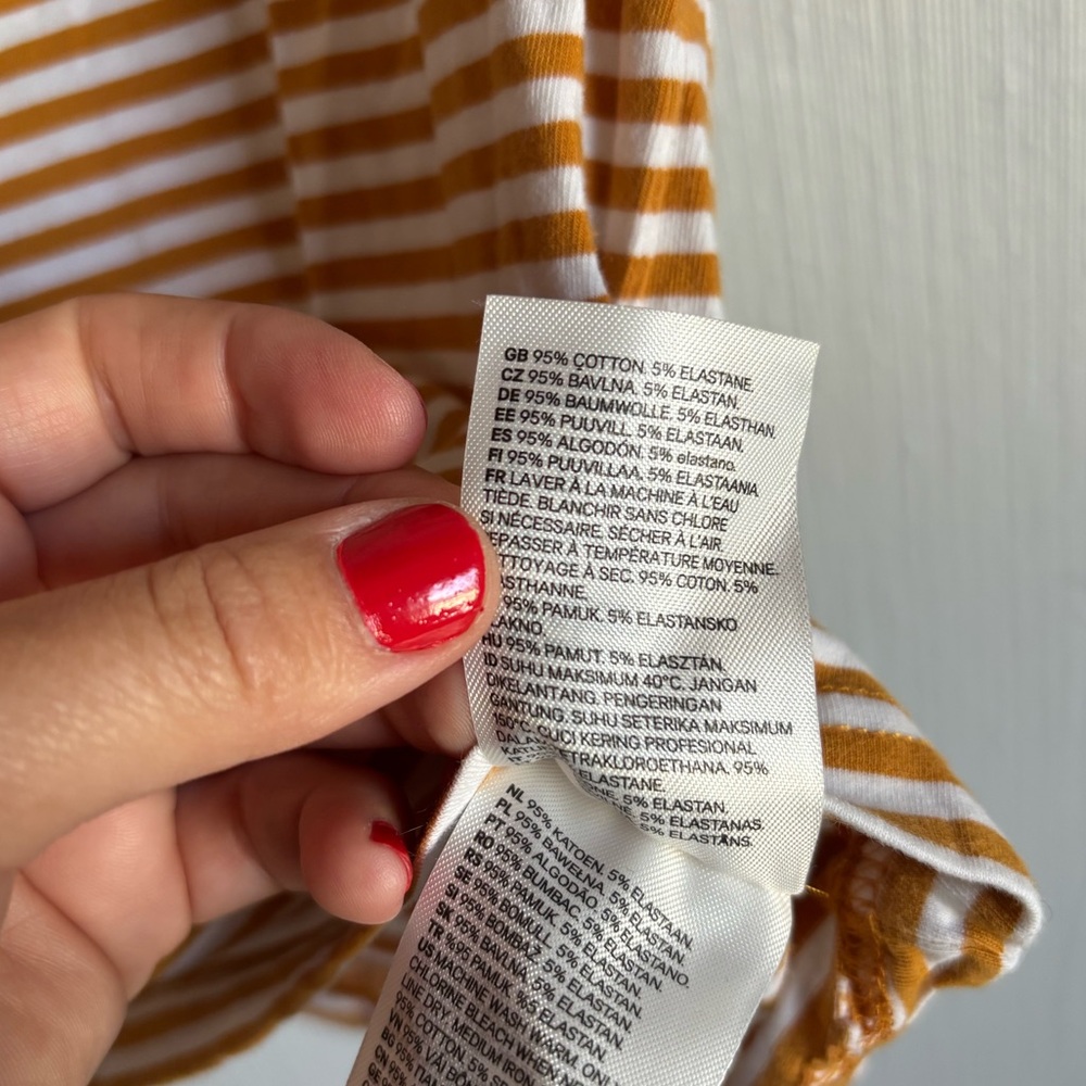 H&M yellow and White Striped Short Sleeve Tee - Picture 4 of 4